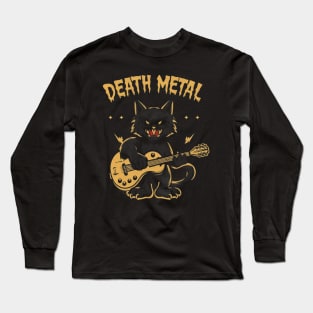 Death Metal Satanic Baphomet Cat playing guitar Long Sleeve T-Shirt